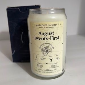 Birthday Candle August 21st Rosemary Chamomile Shea Scented Jar Candle